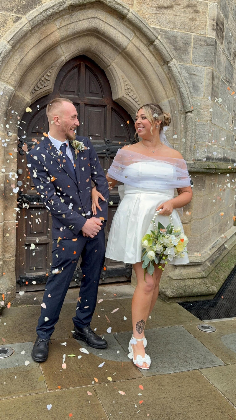 Heart confetti thrown at a customer celebration