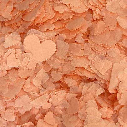 Peach single colour biodegradable heart confetti