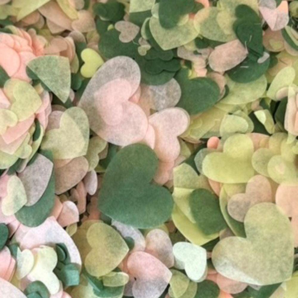 Woodland Green Sage Pink Mix biodegradable heart confetti
