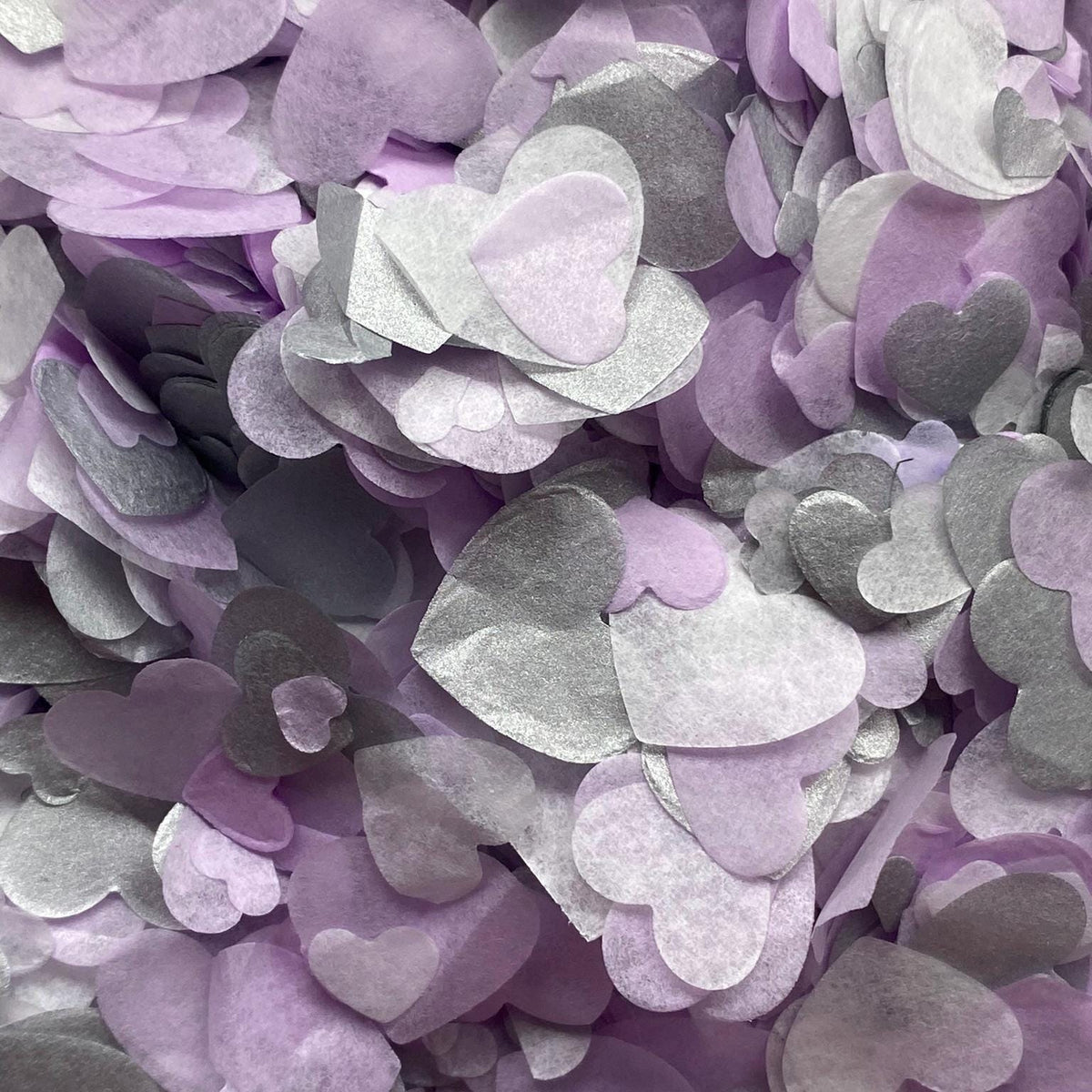 Lilac White and Metallic Silver Mix biodegradable heart confetti